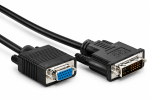 DINIC DVI-I 12+5 Stecker auf 15pol. HD-Stecker, Kabel 2-fach geschirmt, schwarz, 3m